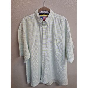 Wrangler George Strait Plaid Button Shirt Mens XL Green Blue Short Sleeve